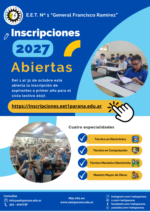 Inscripciones al ciclo lectivo 2027