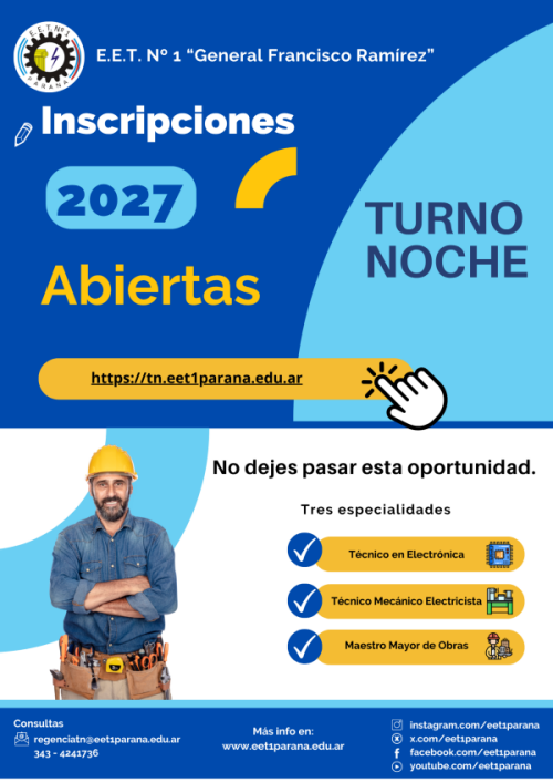 Inscripciones al ciclo lectivo 2027 TN